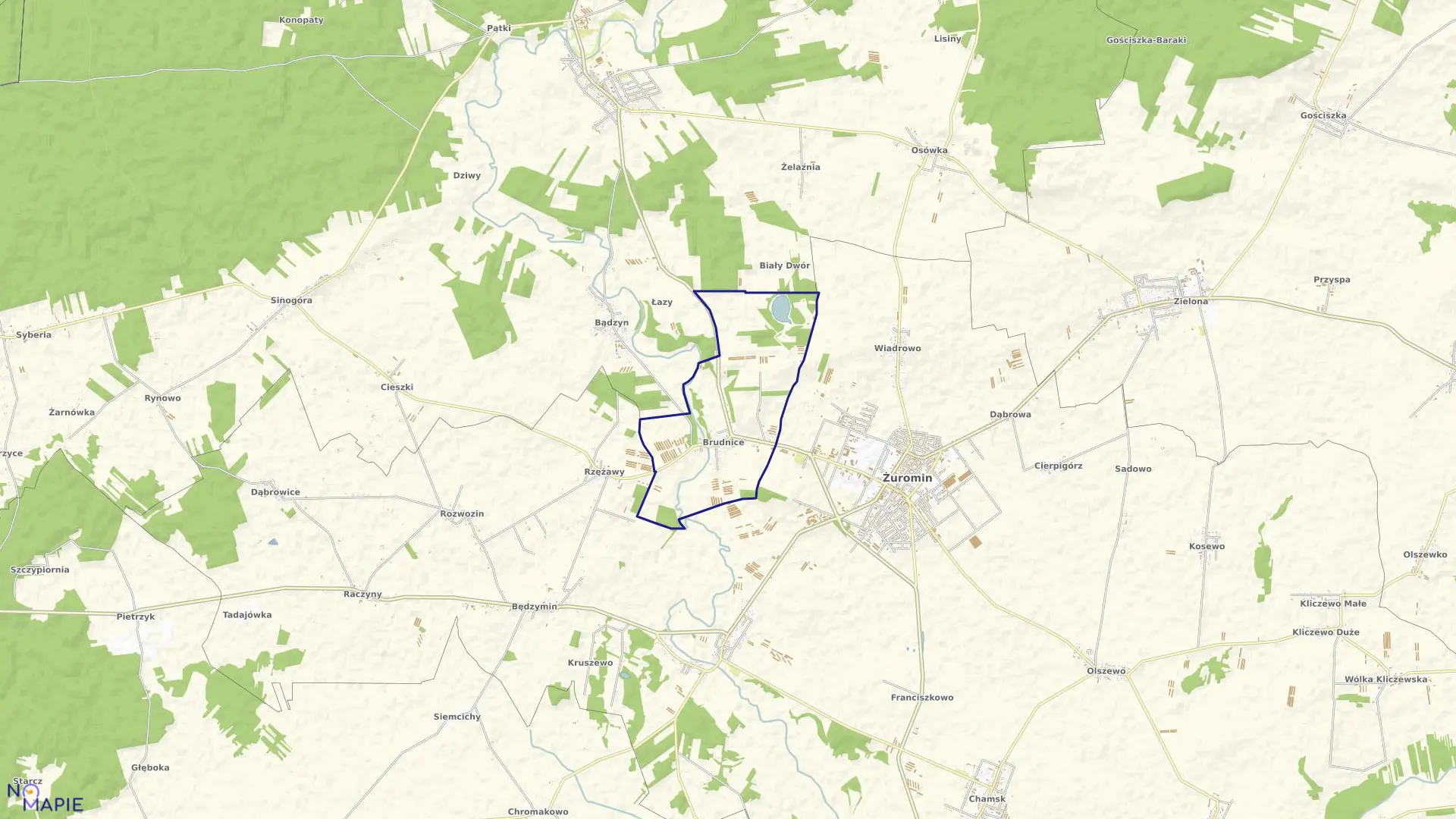 Mapa obrębu Brudnice w gminie Żuromin