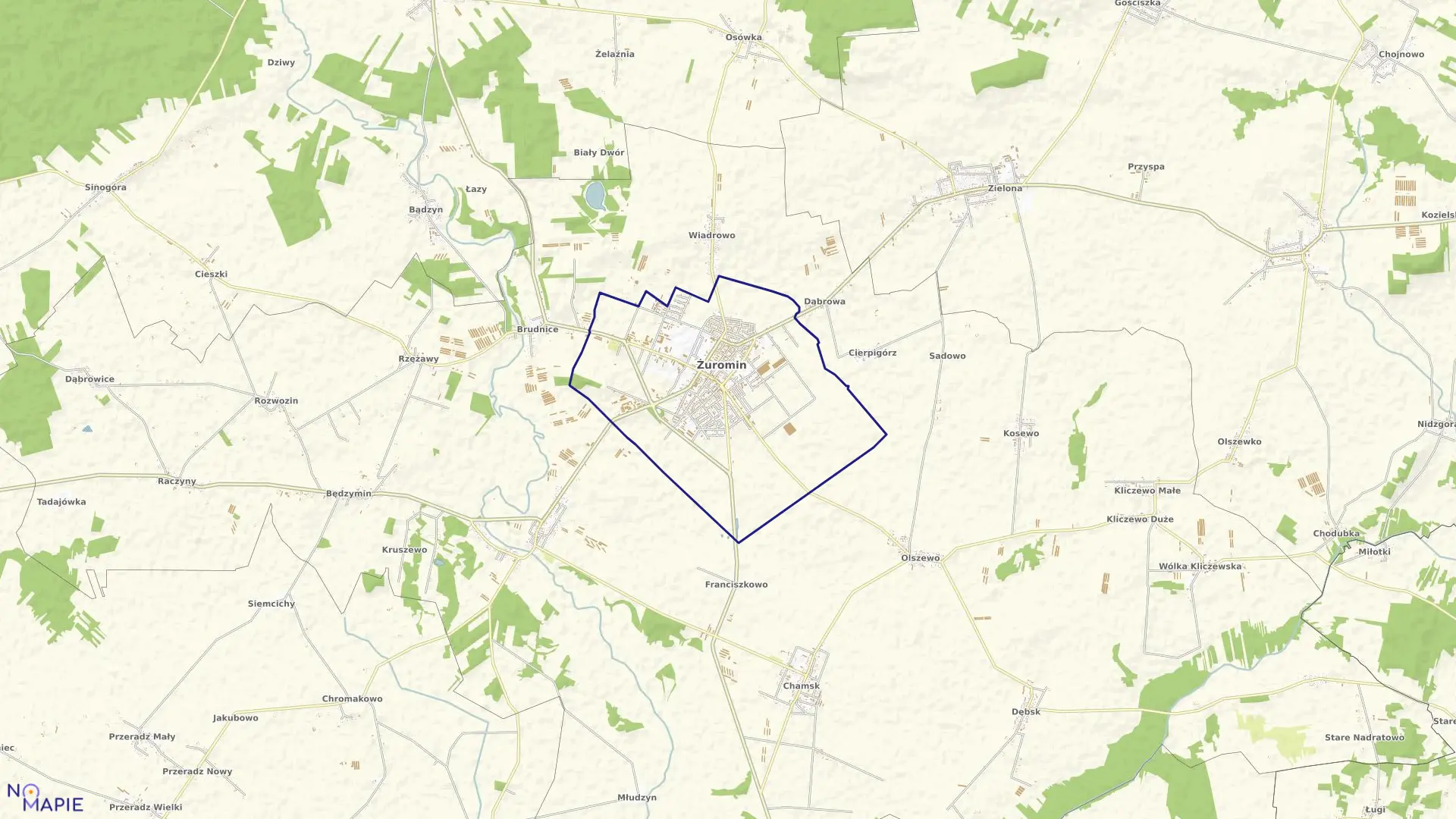 Mapa obrębu ŻUROMIN w gminie Żuromin